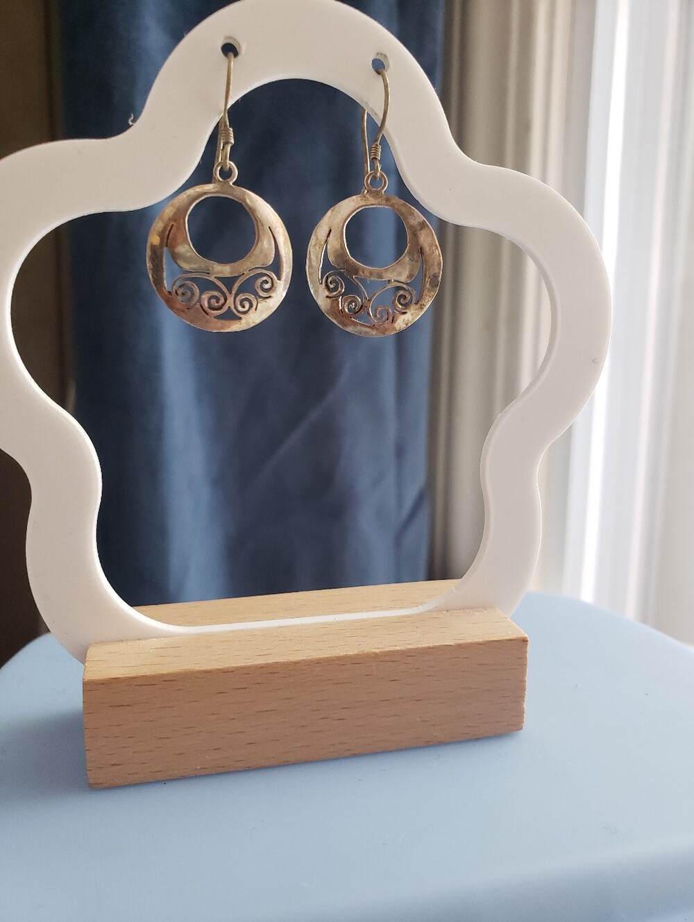 Handmade 925 Stamped Swirl Drop Earrings